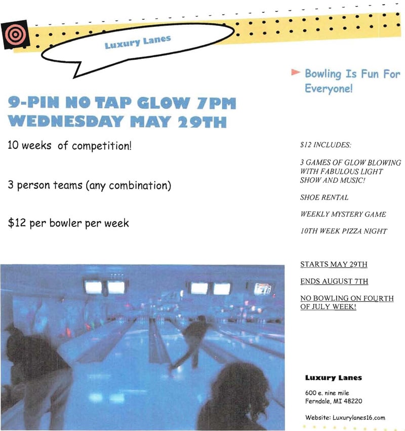 summer league glow bowling